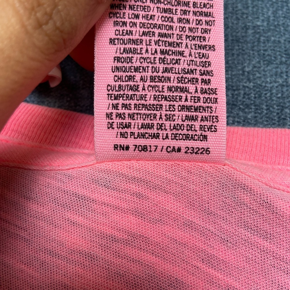 Victoria's Secret PINK Long Sleeve Shirt Womens XS Neon Pink Logo Pullover - Picture 8 of 13